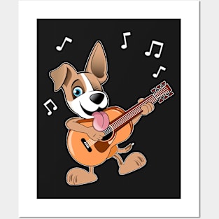 Guitar Music Dog T-Shirt Funny Pet Gift Idea Posters and Art